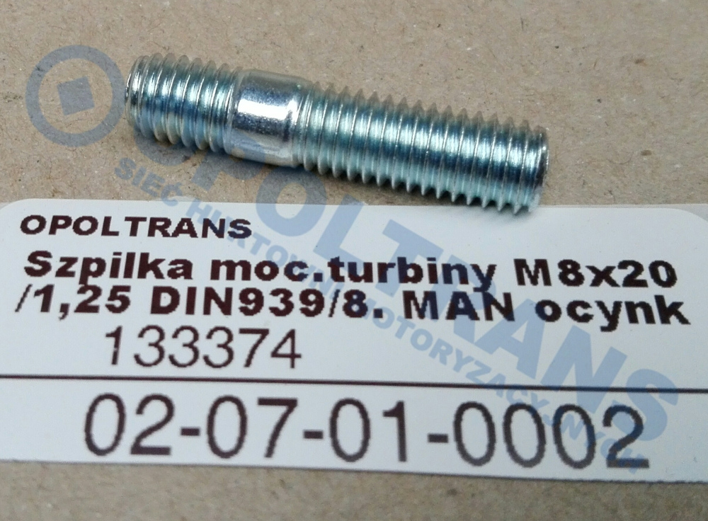 Болт крепления турбины MAN M8x20 02-07-01-0002