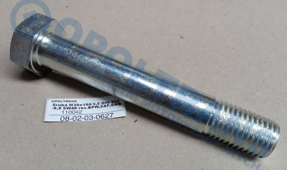 Болт рессоры M30x190 BPW, SAF, SMB 08-02-03-0627