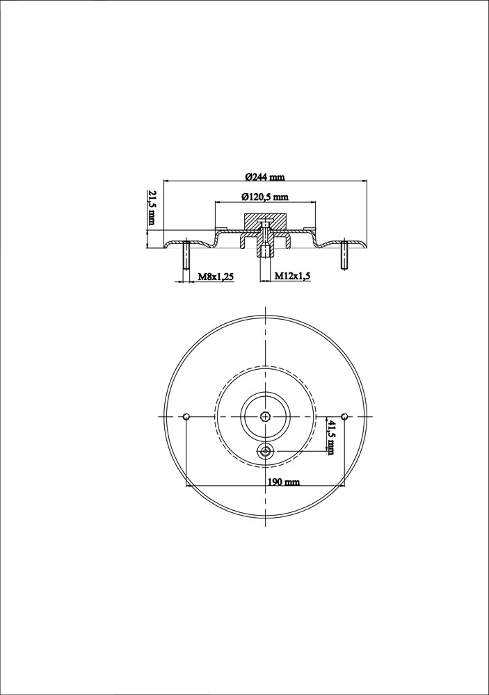 Крышка пневмоподушки 896N, 927N Scania, VanHool верхняя 124037
