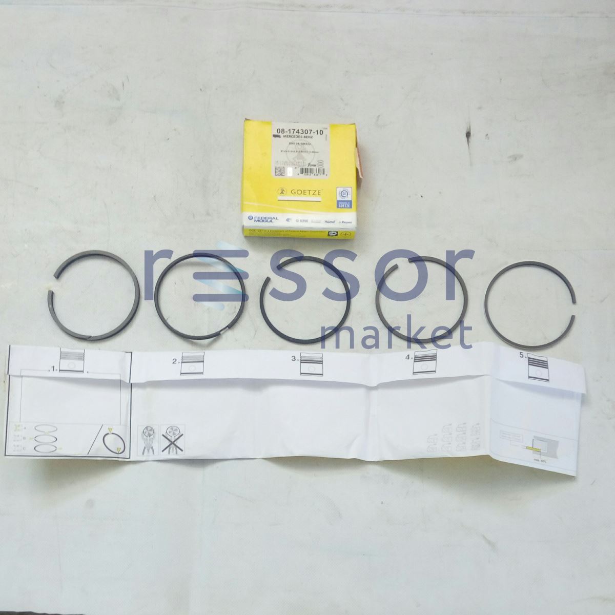 Кольца поршневые Mercedes 508D OM-314 1й рем. 08-174307-10