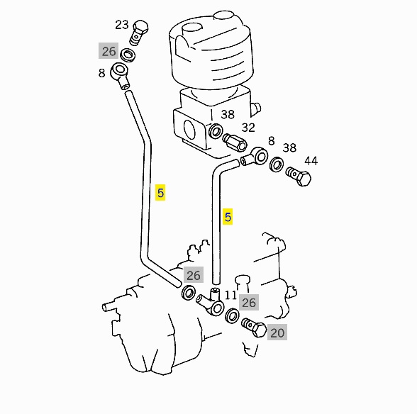 Трубка смазки компрессора Mercedes 609D-814 OM-364-366 009 997 93 82
