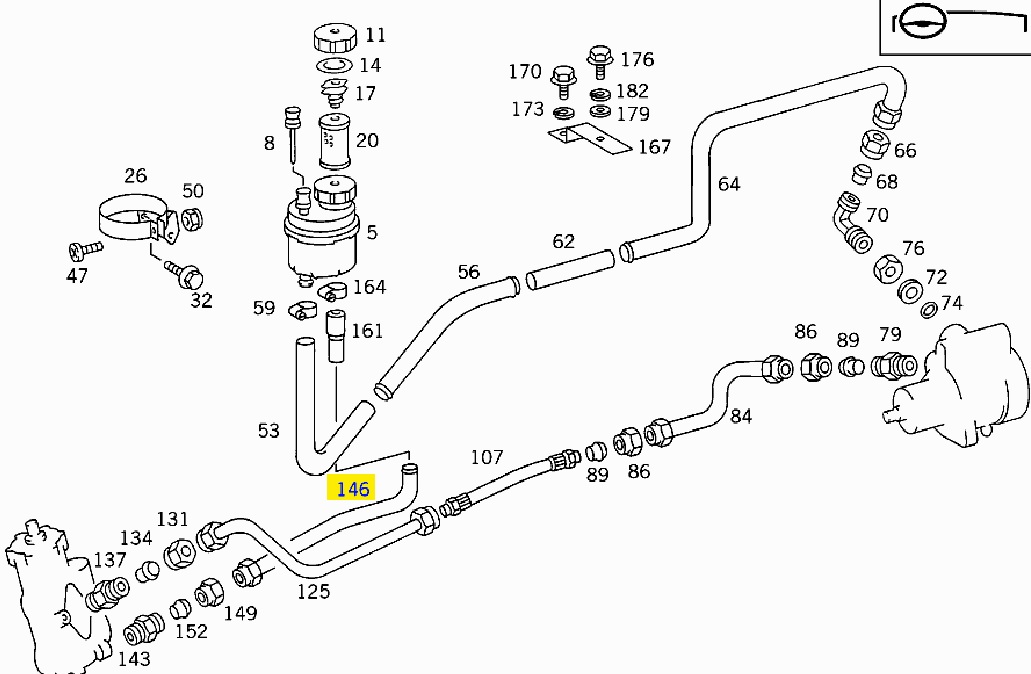 Трубка змащування гідропідсилювача Mercedes 814 OM-366 674 460 04 88
