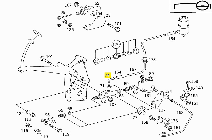 Угол главного цилиндра сцепления Mercedes 508D 309 295 00 36