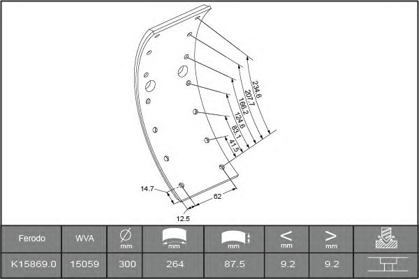 Накладки гальмівні Mercedes 609D 300x87x10 STD K15869.0-F3658