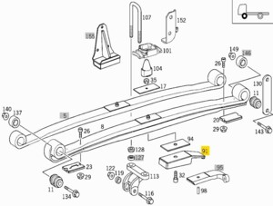 Кронштейн рессоры Mercedes Atego передней, Б/У 9743220084