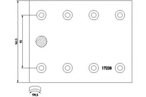 Накладки тормозные Mercedes 410х143x16.9 1-ремонт 65001716N10A8RV