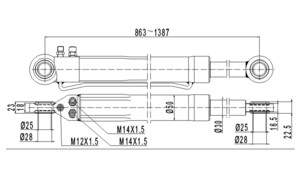 Цилиндр поднятия кабины DAF XF E3, E5 DP-DA-353