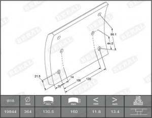 Накладки тормозные Mercedes 1317 364x160x17.1 65203320A8RV
