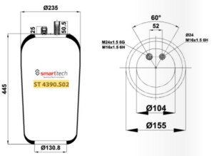 Пневмоподушка 4390N2 Mercedes Actros без стакана ST4390.S02