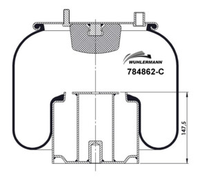 Пневмоподушка 4862N1P02 MAN TGL со стаканом 784862 C