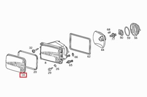 Скло фари Mercedes 207D-410D/608D ліве 0008209161
