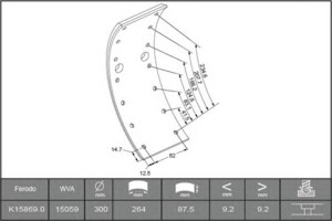 Накладки тормозные Mercedes 609D 300x87x10 STD K15869.0-F3658