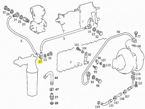 Штуцер трубки смазки компрессора Mercedes 609D-814 OM-364-366 001 990 43 88