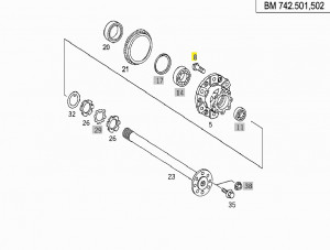 Шпилька колеса M14 Mercedes Vario заднего 668 401 00 71